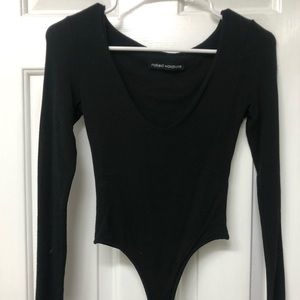 Black naked wardrobe long sleeve bodysuit